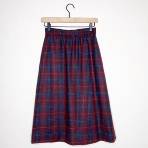 Vintage Lady Thomson Red Blue Plaid Midi Skirt